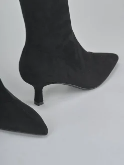 Stivali tacco 5cm camoscio sostenible nero