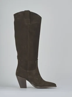 Stivali tacco 6cm camoscio testa