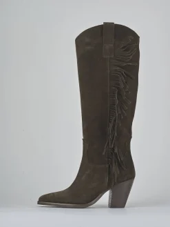 Stivali tacco 6cm camoscio testa