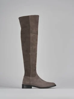 Stivali tacco 2cm camoscio beige