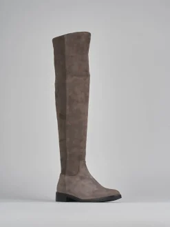 Stivali tacco 2cm camoscio beige