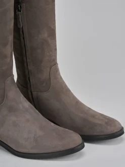 Stivali tacco 2cm camoscio beige