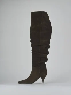 Stivali tacco 7cm camoscio testa