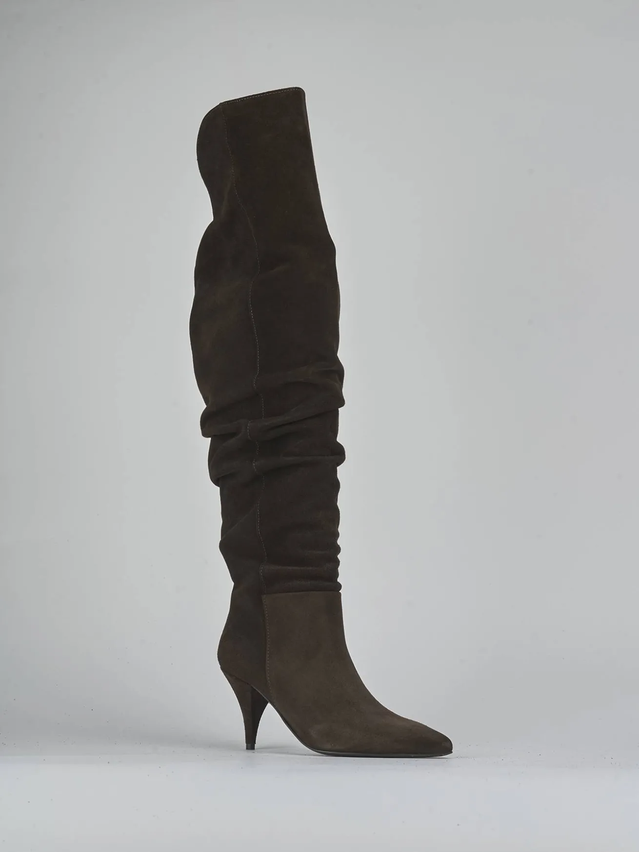 Stivali tacco 7cm camoscio testa