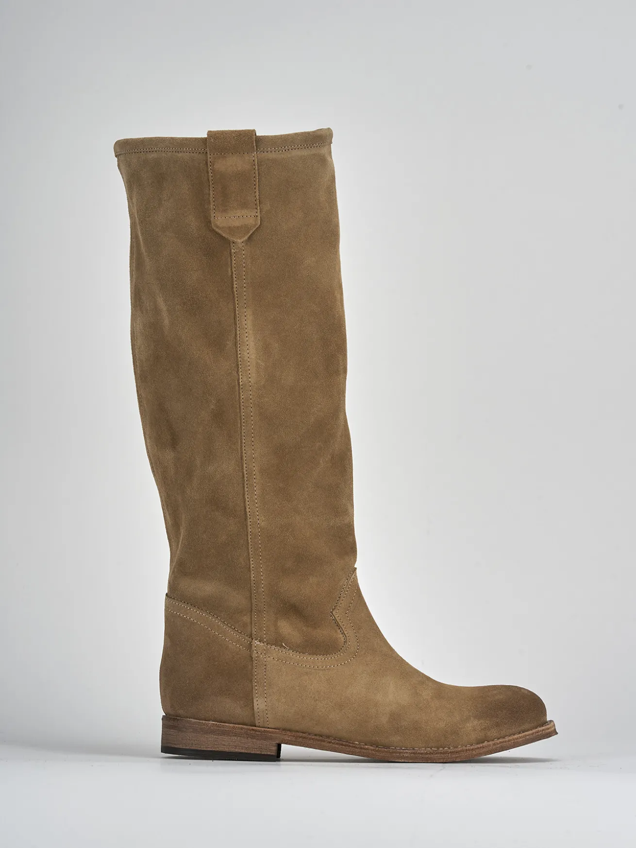 Stivali tacco 1cm camoscio beige