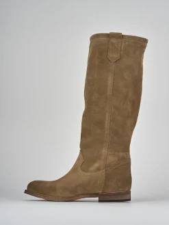 Stivali tacco 1cm camoscio beige