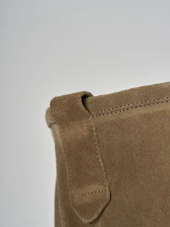 Stivali tacco 1cm camoscio beige