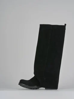 Stivali tacco 3cm camoscio nero