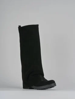 Stivali tacco 3cm camoscio nero