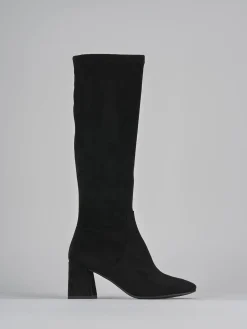 Stivali tacco 7cm camoscio nero