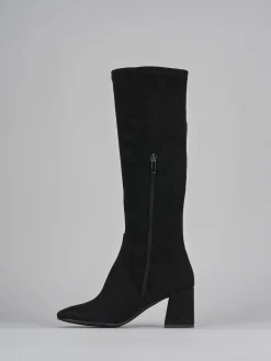 Stivali tacco 7cm camoscio nero