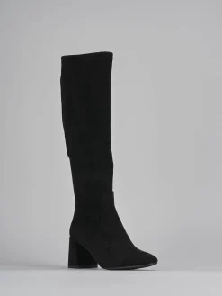 Stivali tacco 7cm camoscio nero