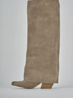 Stivali tacco 7cm camoscio beige