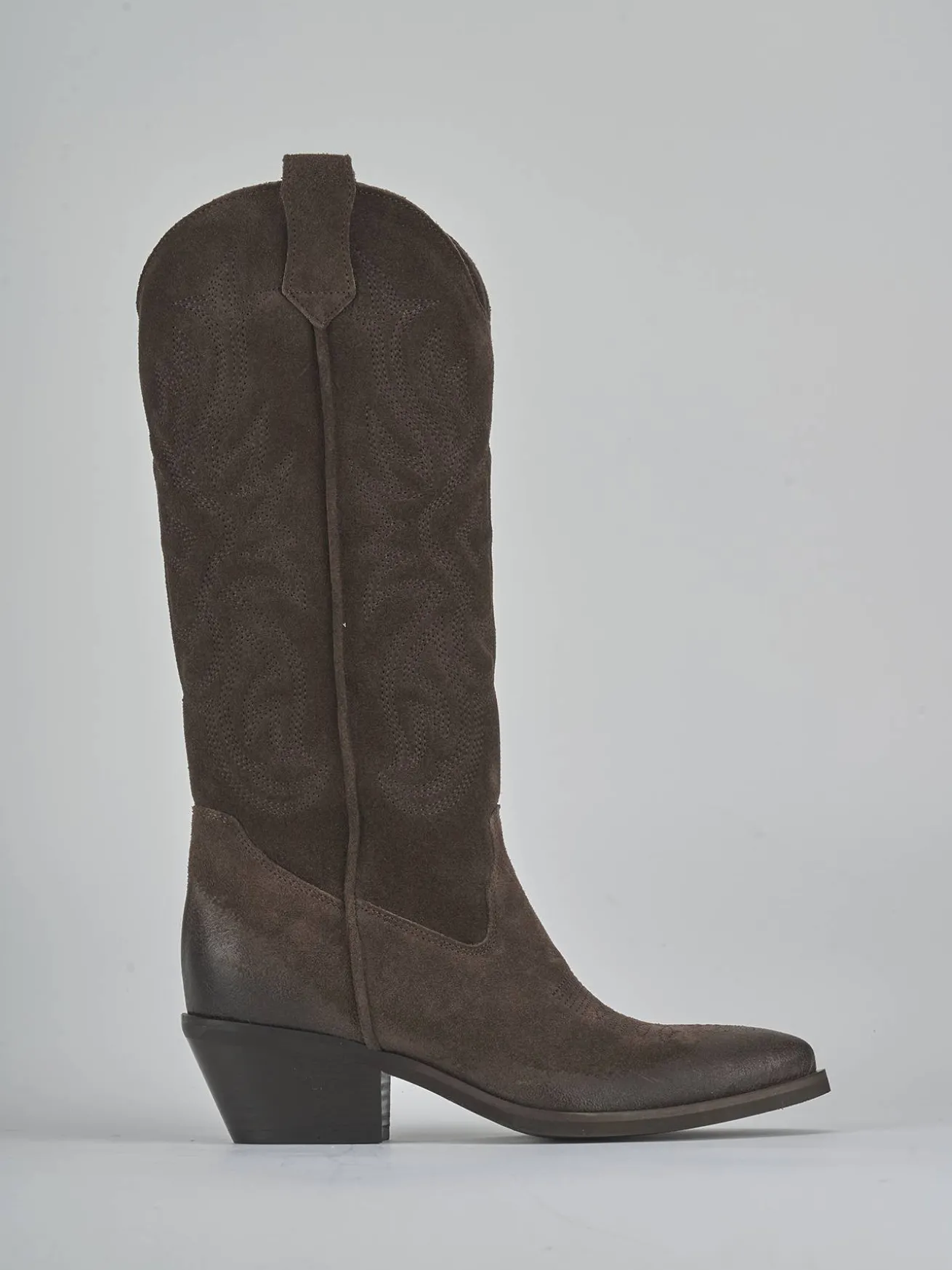 Stivali tacco 4cm camoscio testa