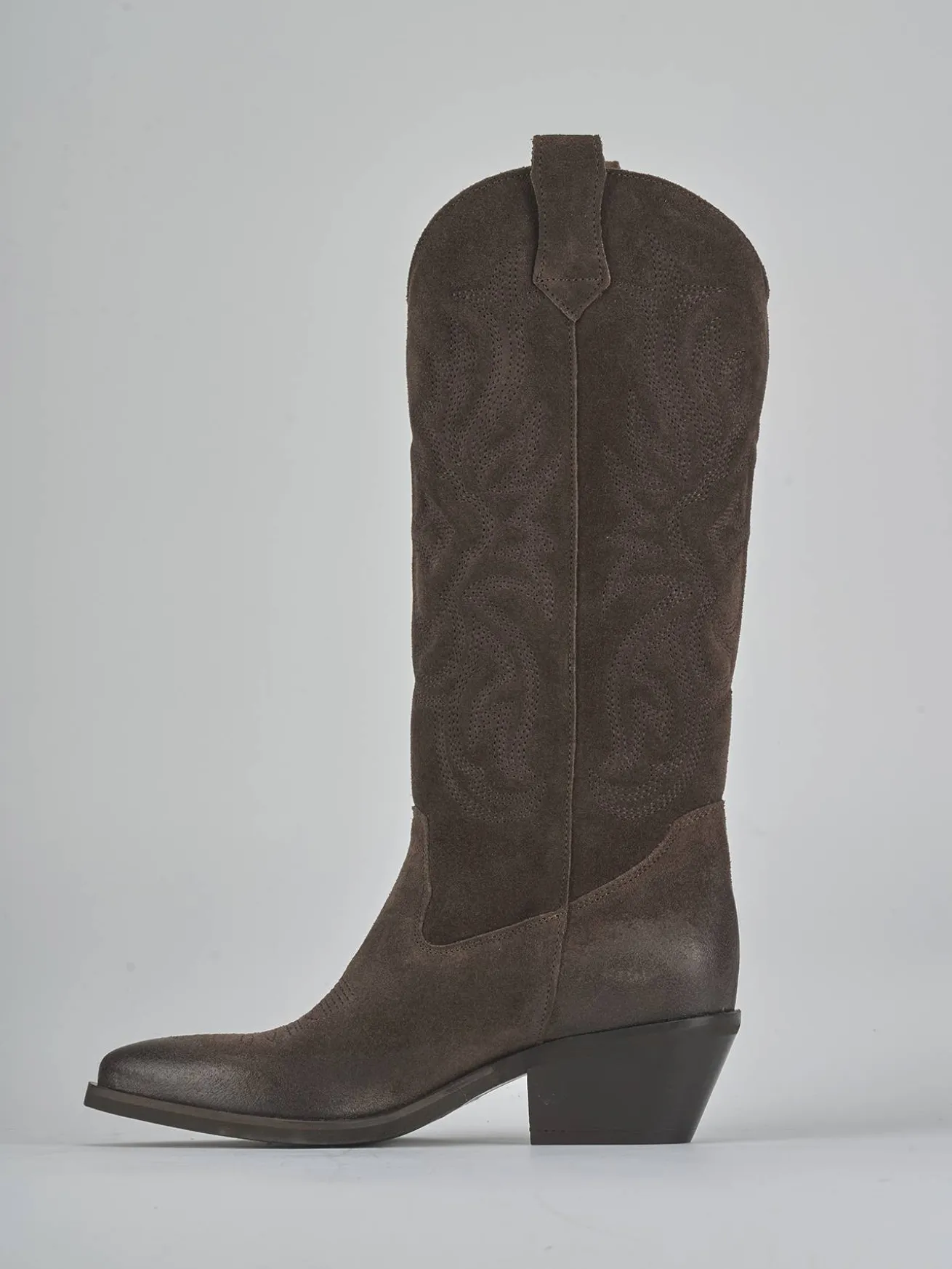 Stivali tacco 4cm camoscio testa