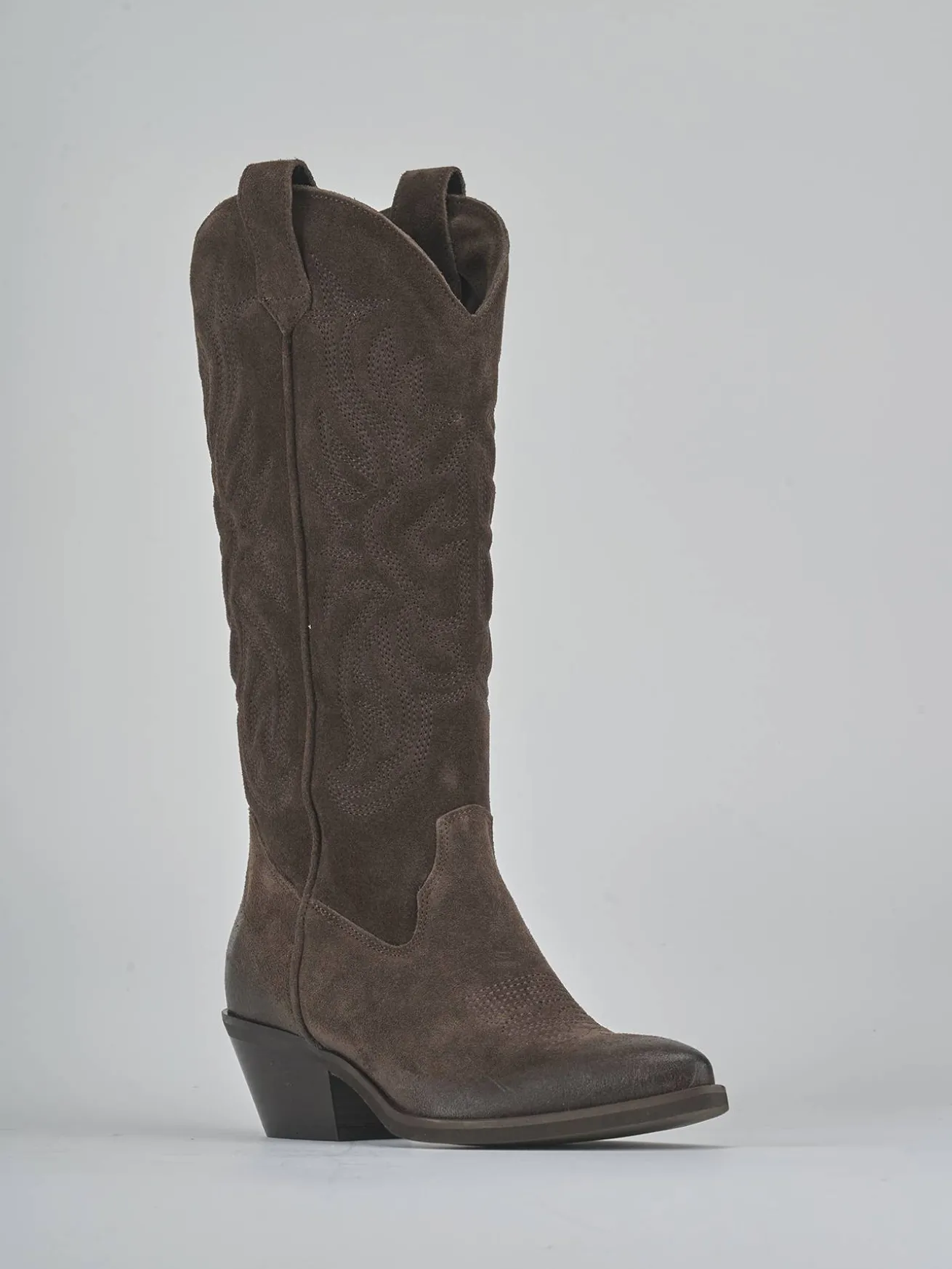 Stivali tacco 4cm camoscio testa