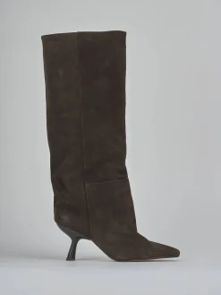 Stivali tacco 7cm camoscio testa