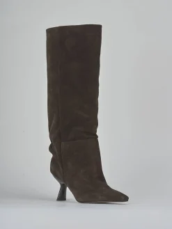 Stivali tacco 7cm camoscio testa