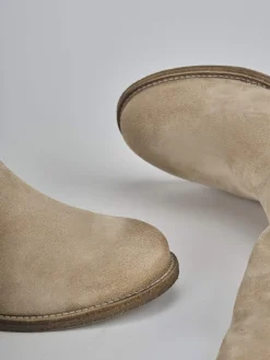 Stivali tacco 1cm camoscio beige