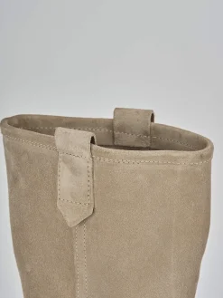 Stivali tacco 1cm camoscio beige