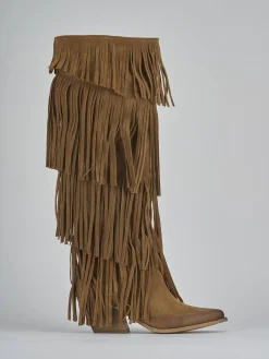 Stivali tacco 5cm camoscio marrone