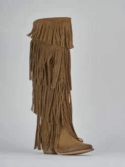 Stivali tacco 5cm camoscio marrone