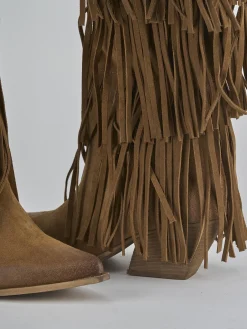 Stivali tacco 5cm camoscio marrone