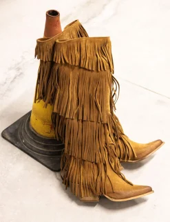 Stivali tacco 5cm camoscio marrone