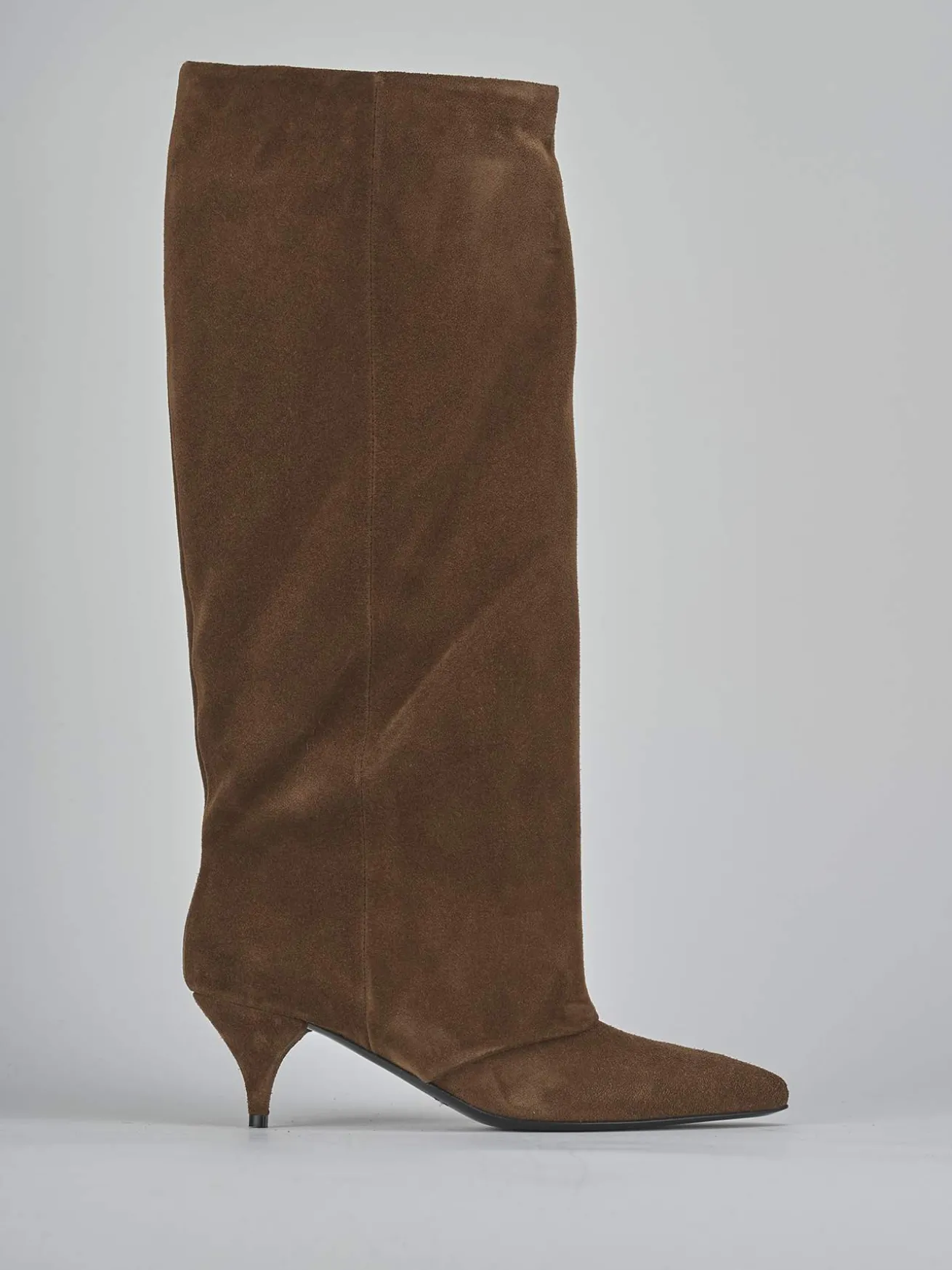 Stivali tacco 5cm camoscio marrone