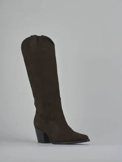 Stivali tacco 6cm camoscio testa