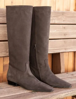 Stivali tacco 3cm camoscio testa