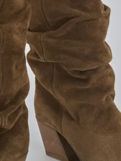 Stivali tacco 6cm camoscio marrone