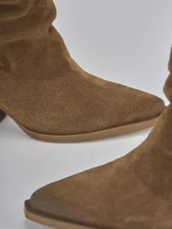 Stivali tacco 6cm camoscio marrone