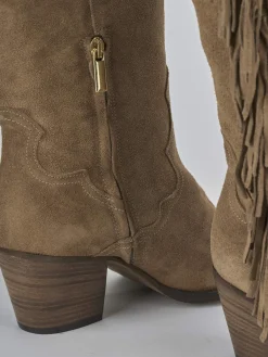 Stivali tacco 6cm camoscio marrone