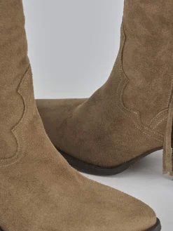 Stivali tacco 6cm camoscio marrone