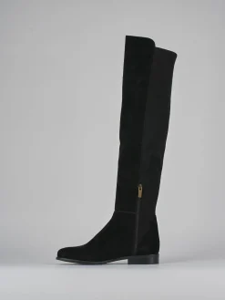 Stivali tacco 2cm camoscio nero