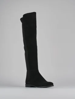 Stivali tacco 2cm camoscio nero