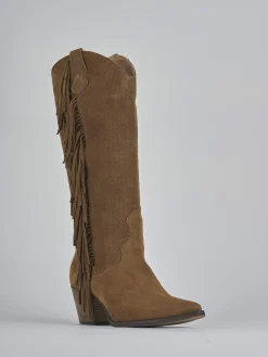 Stivali tacco 6cm camoscio marrone