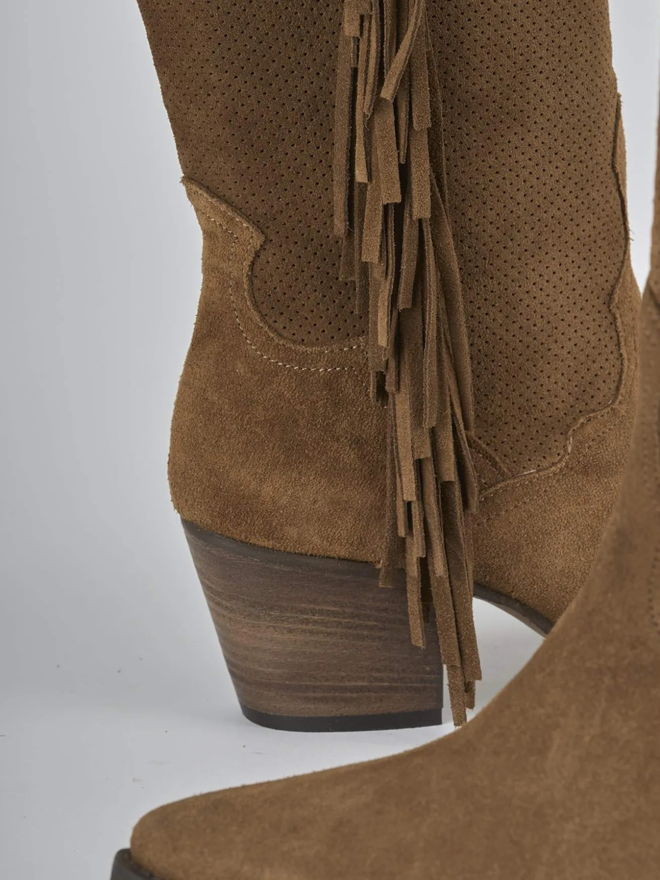 Stivali tacco 6cm camoscio marrone