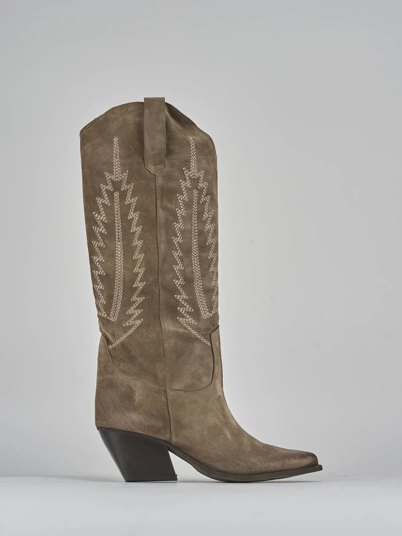 Stivali tacco 7cm camoscio beige