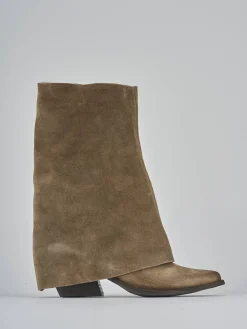 Stivali tacco 7cm camoscio beige