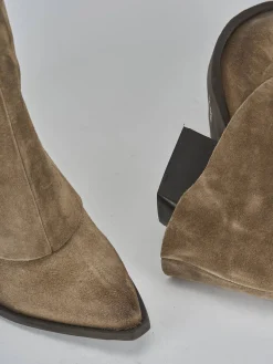 Stivali tacco 7cm camoscio beige