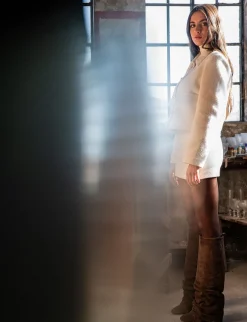 Stivali tacco 7cm camoscio testa