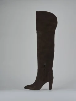 Stivali tacco 8cm camoscio testa