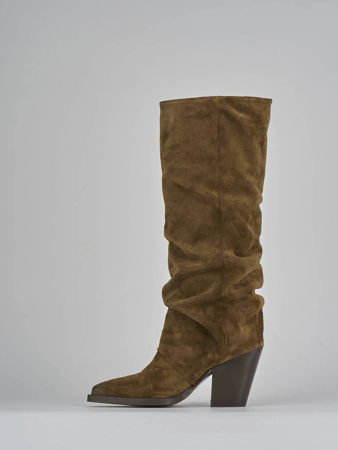 Stivali tacco 9cm camoscio marrone