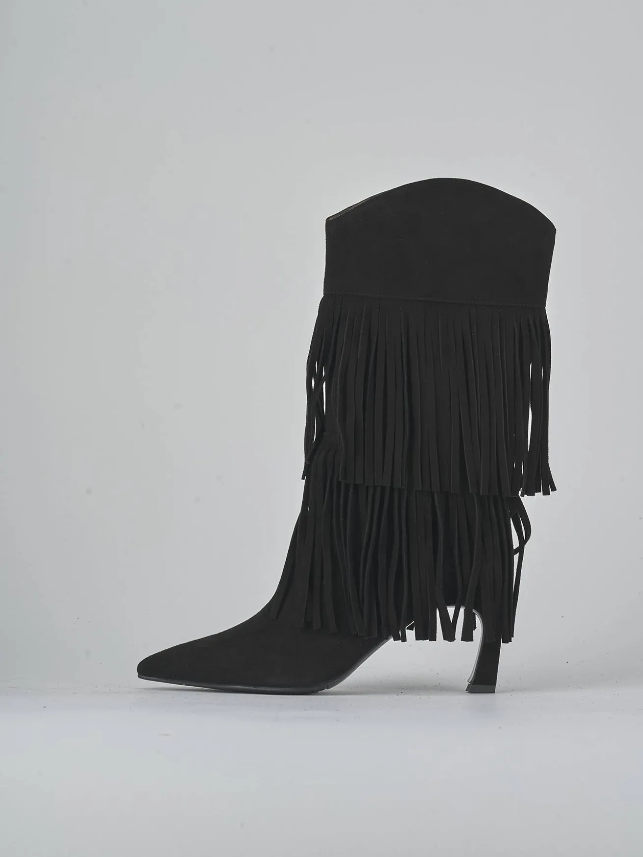 Stivali tacco 7cm camoscio nero