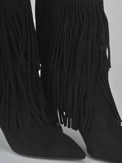 Stivali tacco 7cm camoscio nero