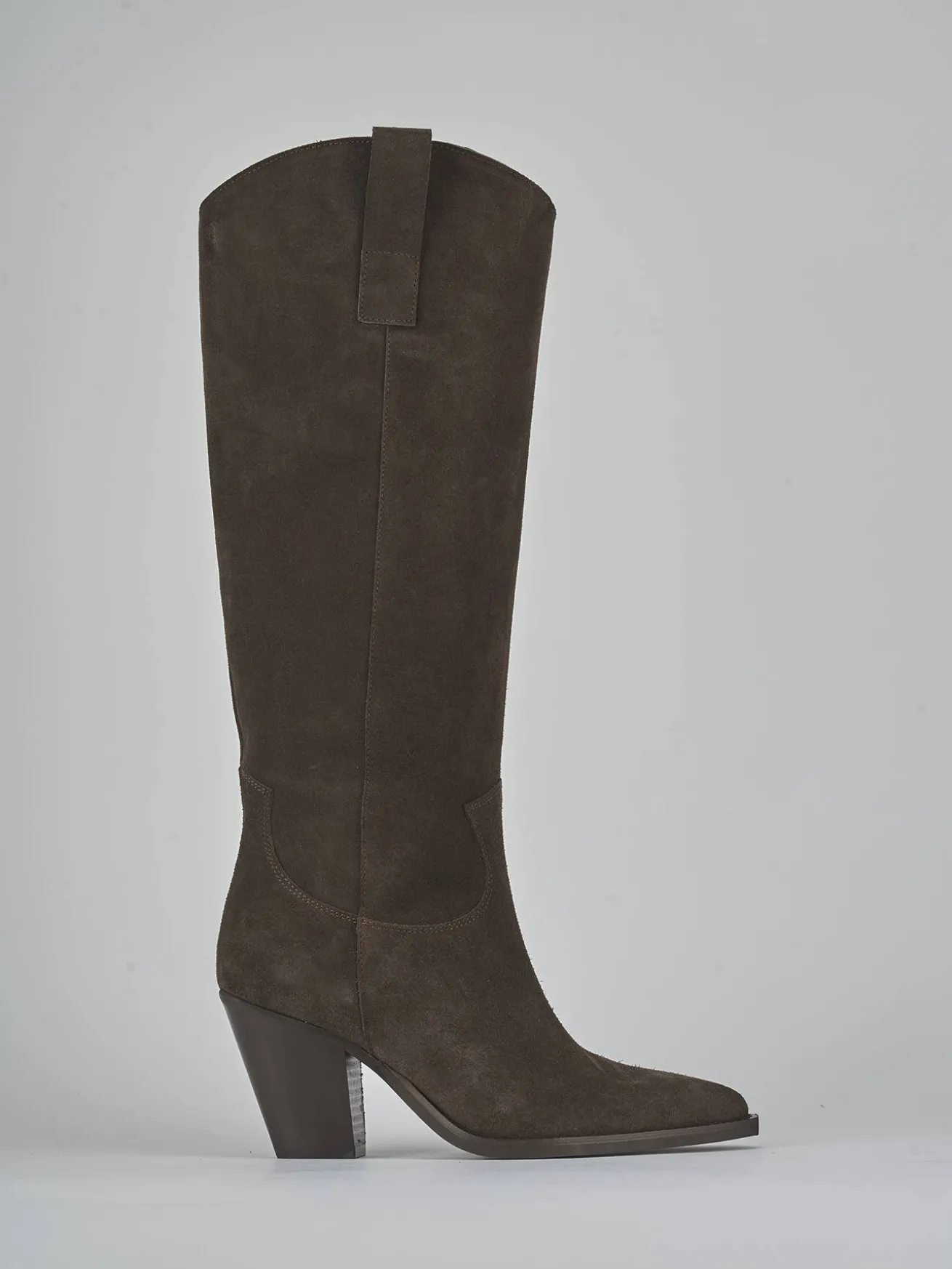 Stivali tacco 8cm camoscio testa