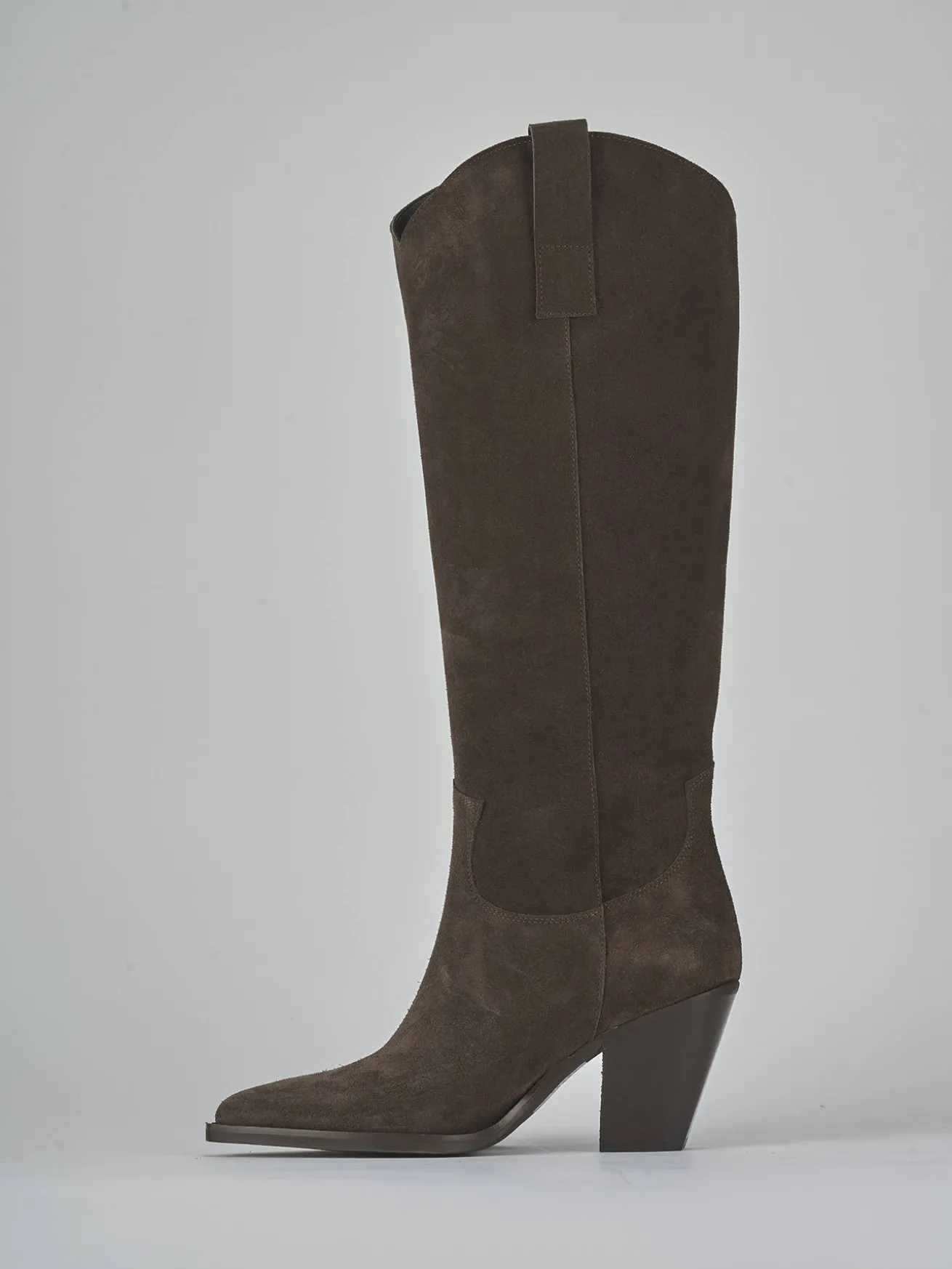 Stivali tacco 8cm camoscio testa