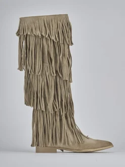 Stivali tacco 2cm camoscio beige